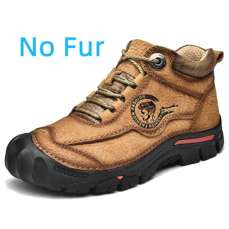 Fashion Genuine Leather Casual Shoes Climbing Hiking Shoes Warm Winter Boots for Men High Quality Platform Snow Boot
