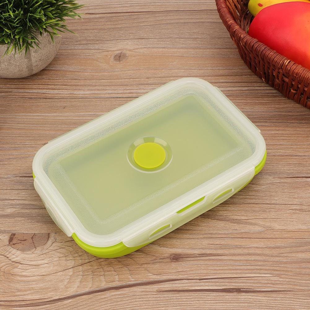 Student Silicone Lunch Box Silicone Collapsible Lunch Box Food Storage Container Set(800ml)