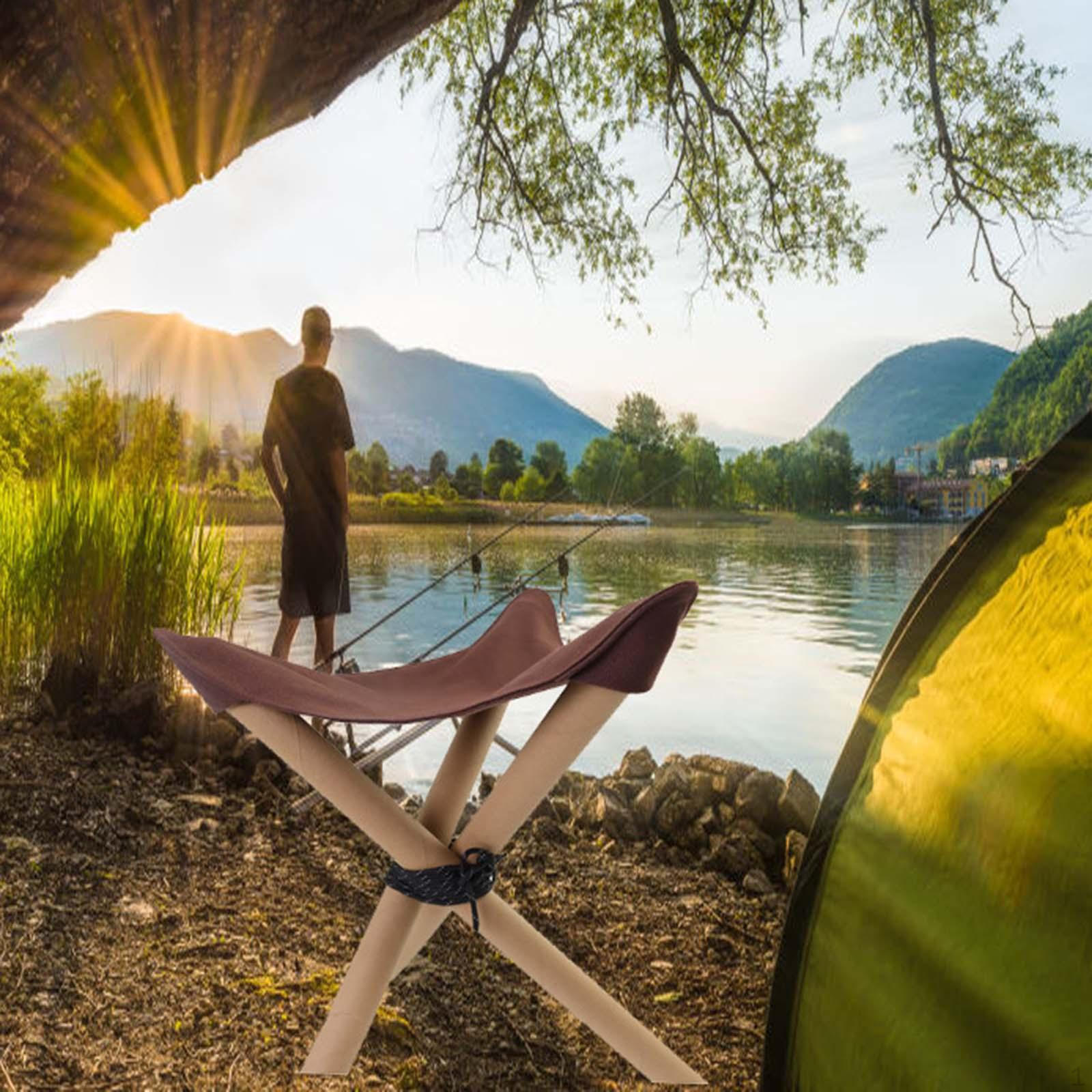 

Кемпинговый треугольный табурет, износостойкий стул для рыбалки с 2-метровой веревкой, складной чехол на сиденье коричневый