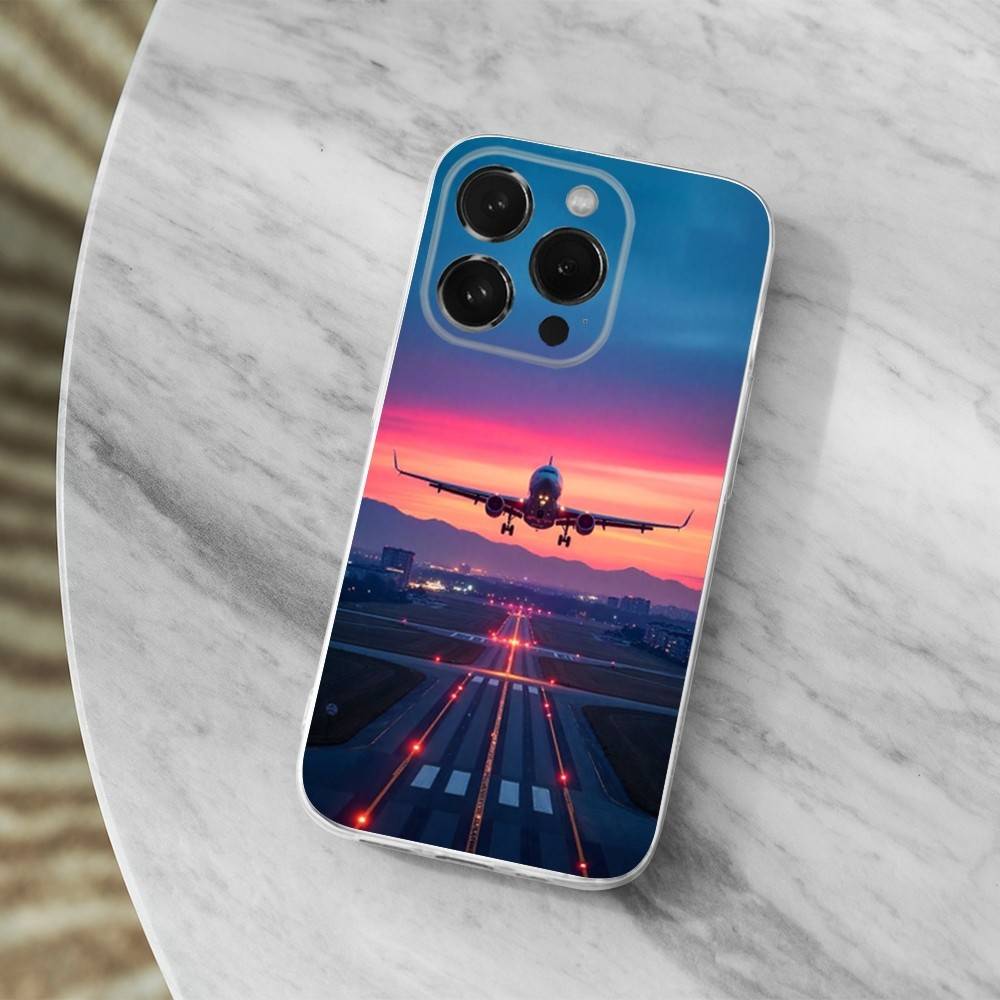Airplane Art Plane Case For iPhone 17,11,12,13,16,14,15,Pro,Max,Plus,X,XS,XR,SE,Mini Transparent Soft Silicone