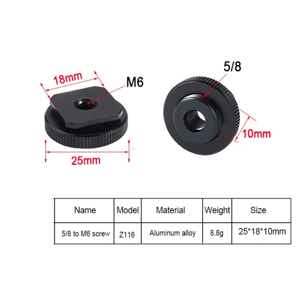 Metal Hot Shoe Mount Adapter 5/8-27 Male to 1/4 3/8 M6 Female Thread Screw Microphone Holder Converter for Mic Stand DSLR Camera Photography Accessory