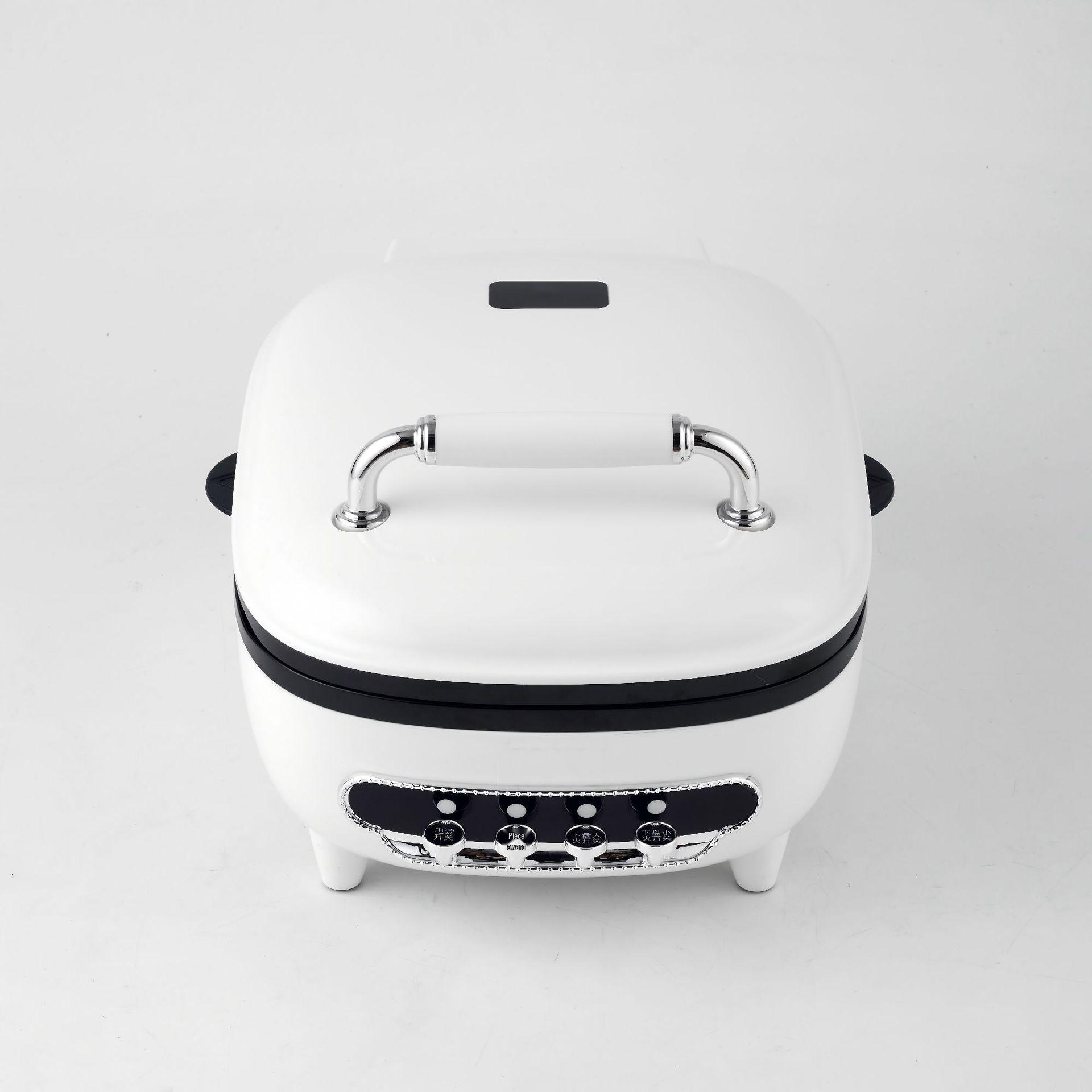 European Multifunctional Electric Griddle: Double-Sided, Non-Stick, Easy Clean, Independent Temperature Control for Breakfast & Dinner. Griddle 33cm белый
