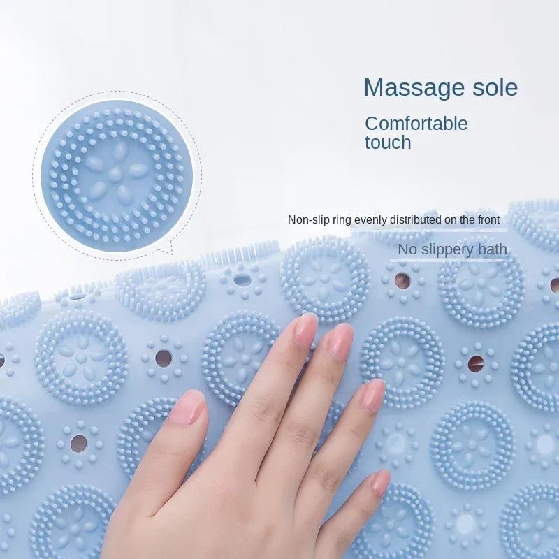 Bathroom Mat Anti-slip Sucker Round PVC Bath Mat with Drain Hole Silicone Bathing Rugs Foot Massage Pad Bathtub Soft Shower Mat