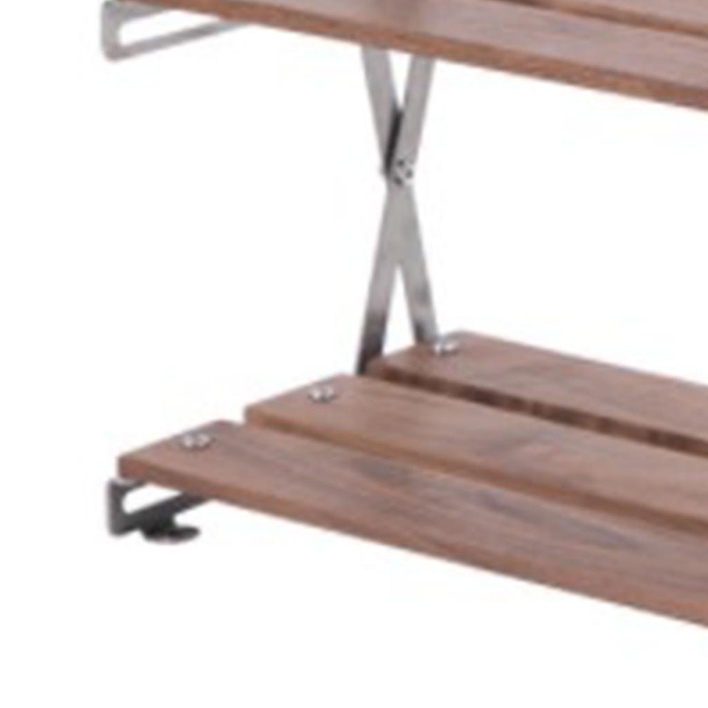 3 Tier Wood Shelving Strong Load Bearing Fine Polishing Metal Beech Wood Folding 3 Tier Shelves for Camping Chrome