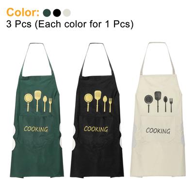3pcs Bib Apron Unisex Restaurant Kitchen Cooking Aprons Non-Adjustable Machine Washable Chef Aprons with Hand Wipe for BBQ
