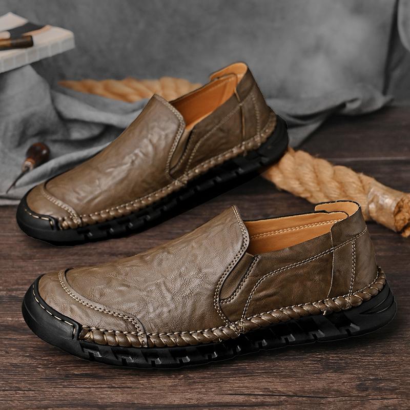 Fashion Classic Men's Leather Casual Shoes High-quality Handmade Soles Versatile Oxford Shoes Comfortable Soft Soled Men's Walking Shoes