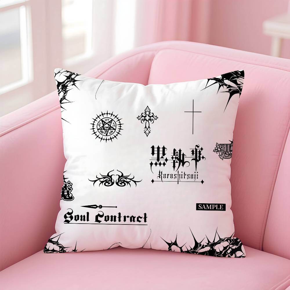 

Anime B-Black B-Butler Pillow Case Safe Custom Photo Pillow, Anti-fade Brushed Fleece Cushion, Maternal & Infant Safe. 16x16Inch