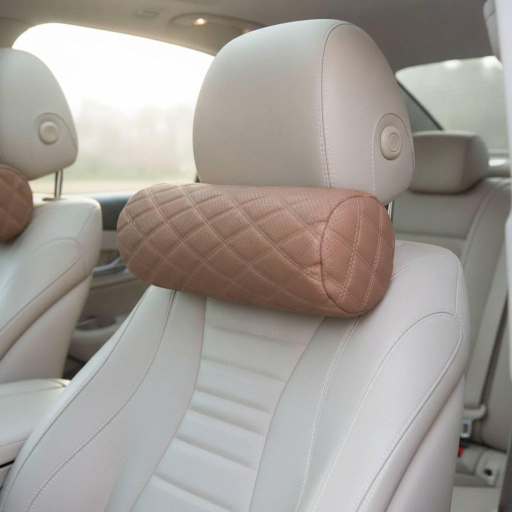 Perforated Leather Neck Pillow with Diamond Quilted Pattern High Density Car