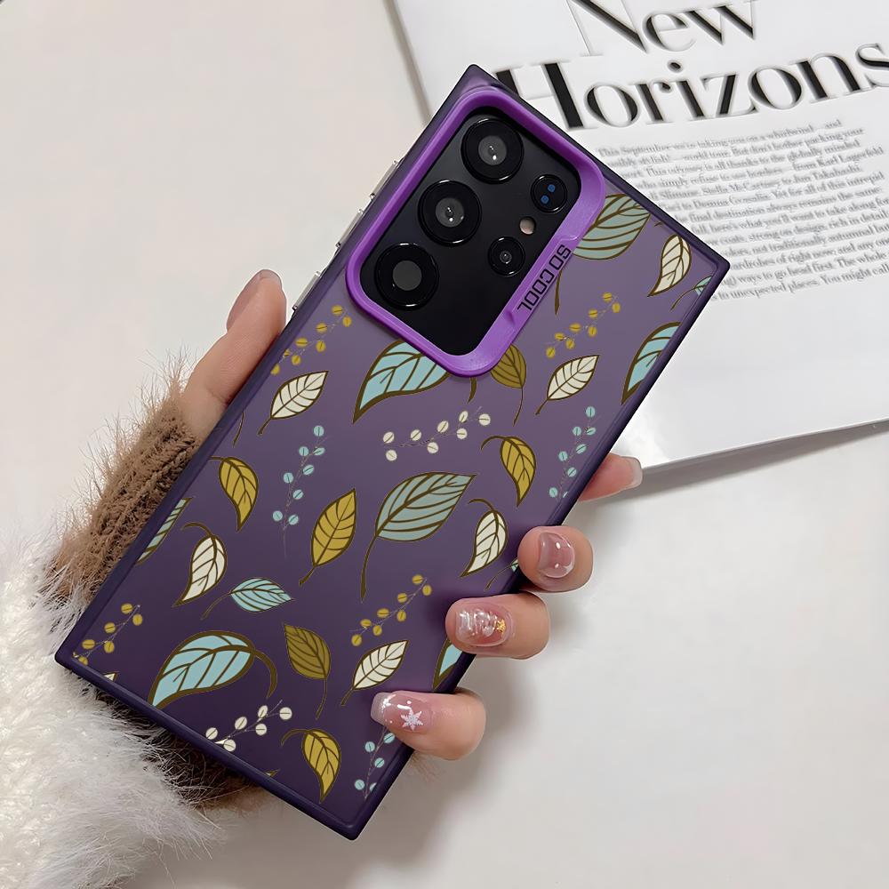 

Luxury Leafs Phone Case For Samsung Galaxy S25 Edge S24 S23 S22 S21 S20 Ultra Funda Silicone Silver Cover Galaxy S21plus 5G