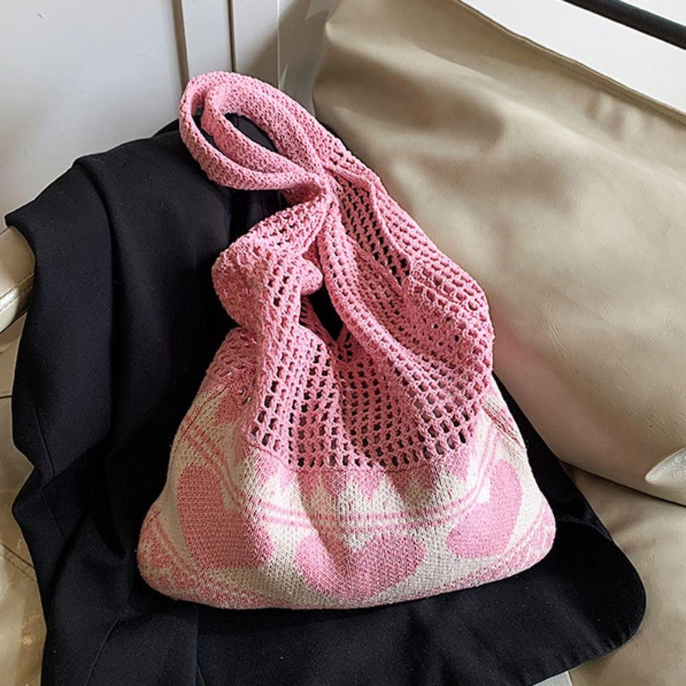Leisure Crochet Bag Boho Weave Shoulder Bag Elegant Knitted Tote Bag  Travel