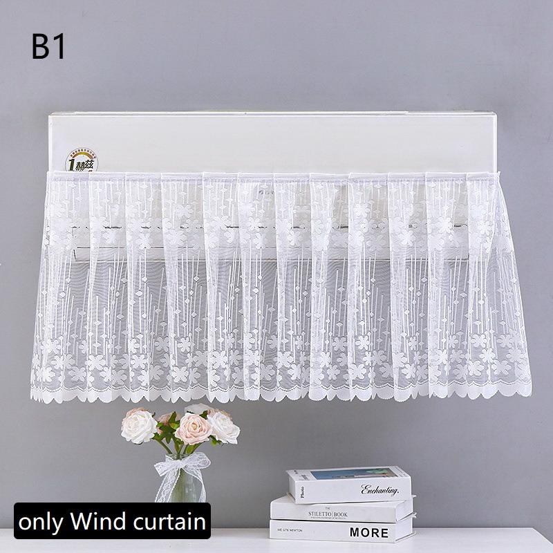 Lace Embroidery Flower Curtain Windproof Dust-Proof Hanging Cover Anti-Direct Blowing Air Conditioning Curtain Bedroom Decor