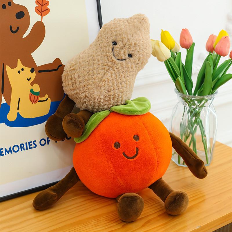 Novelty Plush Pillow With Persimmon And Peanut Animal Designs For Kids And Collectors