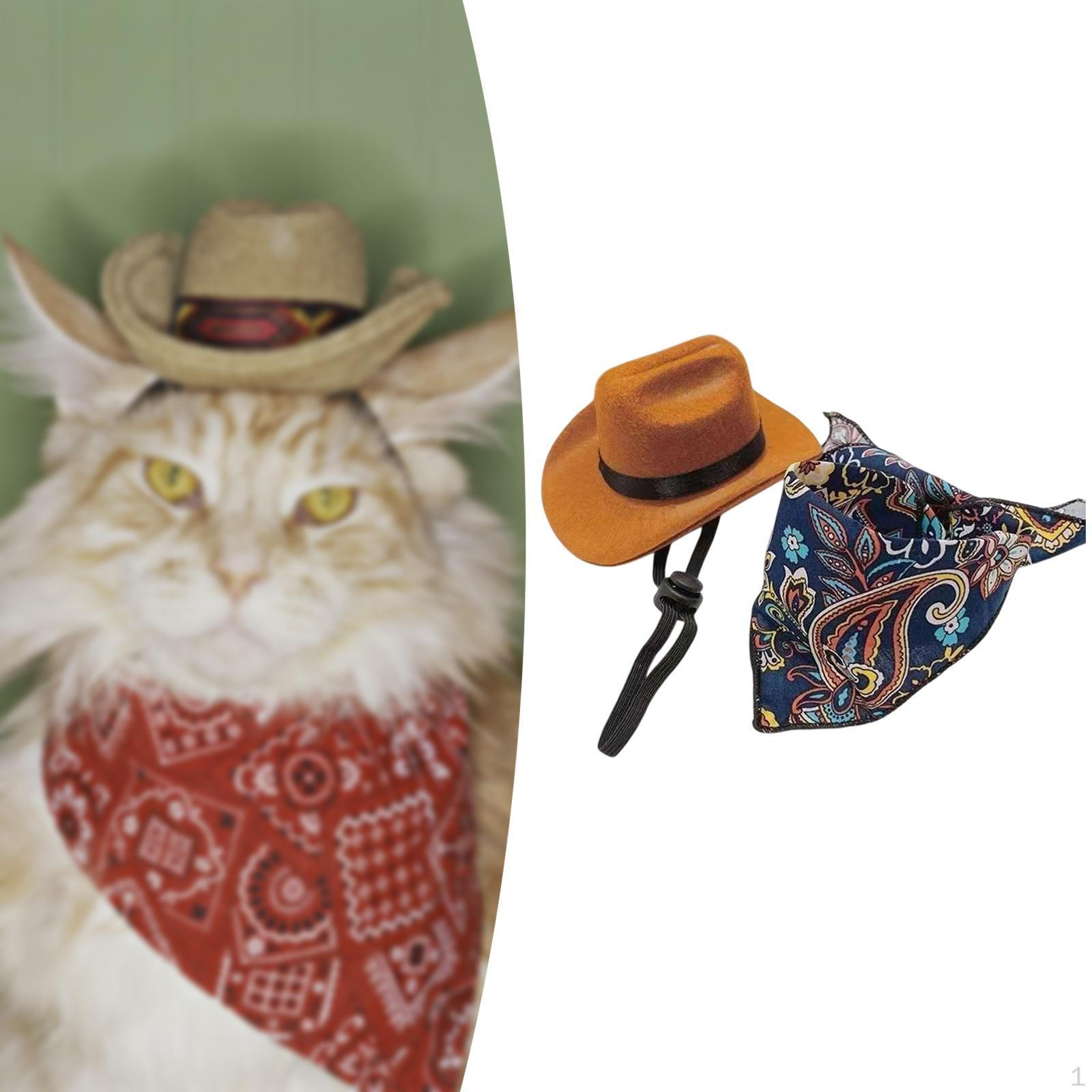 

Ковбойская шляпа и бандана для домашних животных, костюм на Хэллоуин для собак и кошек Navy Blue S