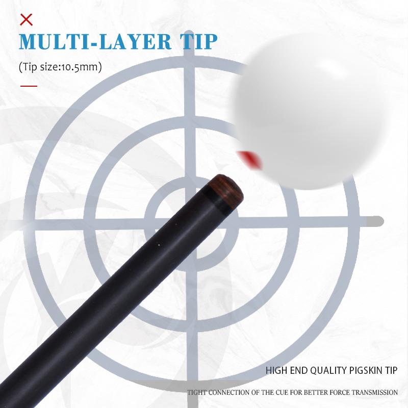 OKHEALING 3/4 Spilt Carbon Fiber Pool Cue 10.5mm Tip Radial Pin Joint 147cm Length 18~20oz Weight Billiard Cue