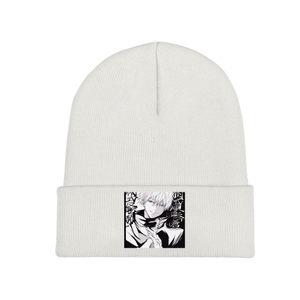 Gojo Satoru Strickmütze Beanie Wintermütze Warme Polyester Casual Jujutsu Kaisen Anime Caps für Unisex Frauen Geschenk