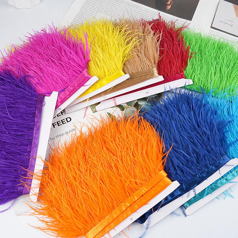 8-10Cm Ostrich Feather Wedding Dress Diy Performance Clothing Accessories Feather Tassel Including Webbing