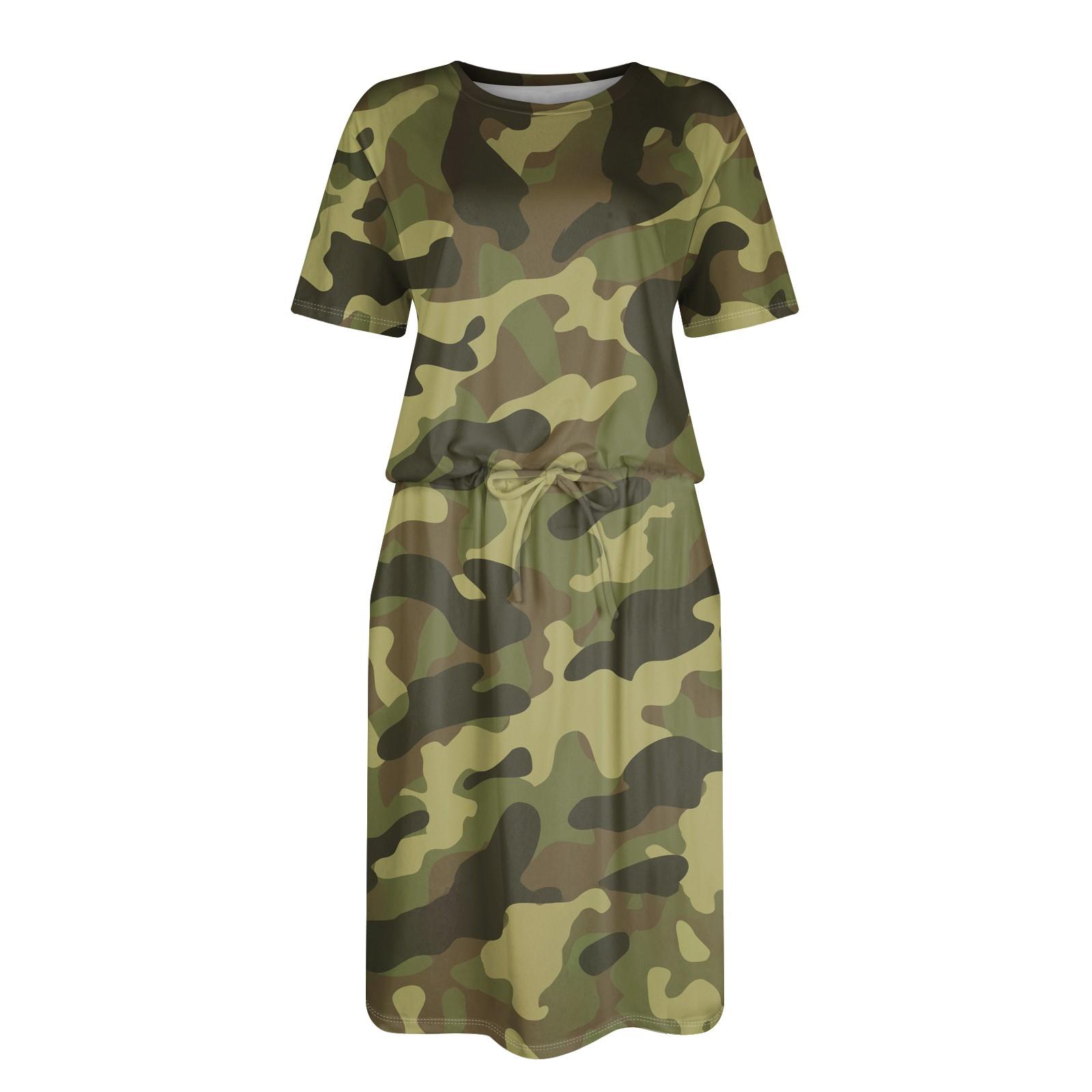 Женское свободное свободное повседневное платье с круглым вырезом и короткими рукавами — фото 4