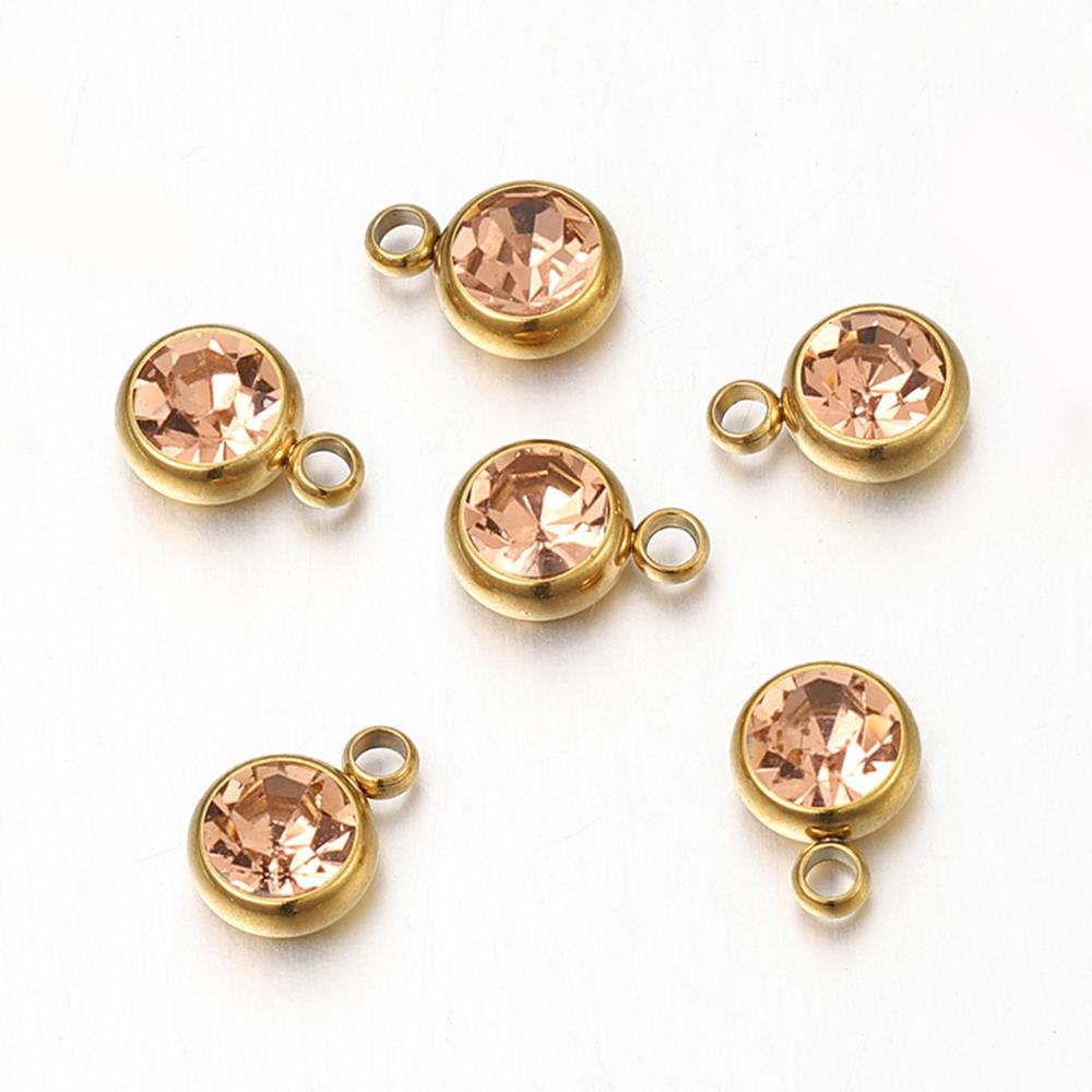 20pcs Stainless Steel Rhinestone Beads Transparent Clear Crystal Charms Pendants for Jewelry Making DIY Necklace Bracelet Charms