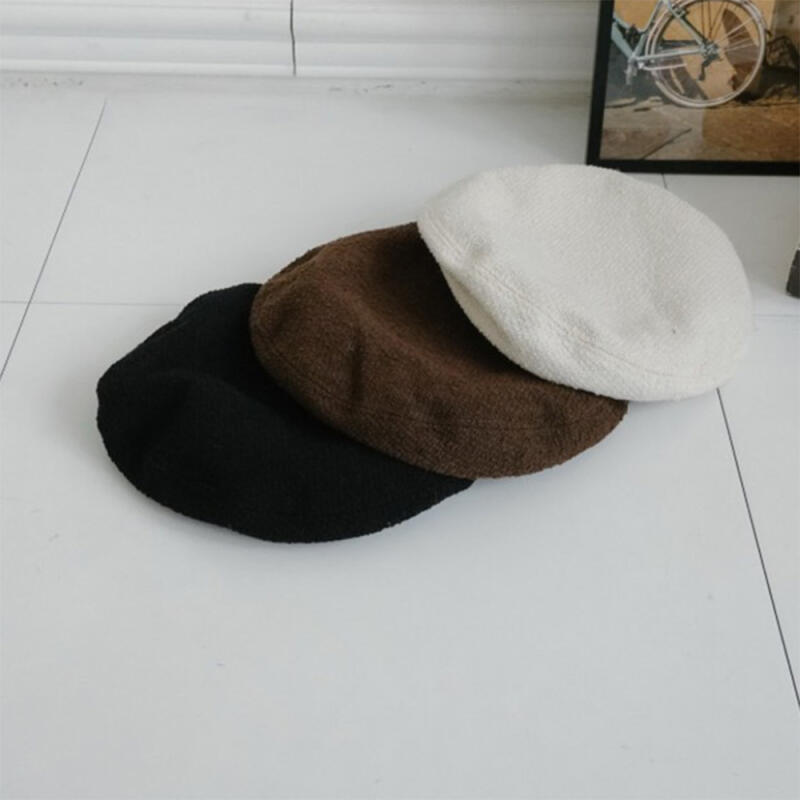 Женский однотонный берет Берет художника C8466_Black