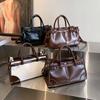 2026 New Fashiable Colorblock Women's Commuter Crossbody Bag Retro Large Capacity Shoulder Bag with WaxInfused Leather