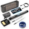 Aideepen Soldering Iron Set with 3 Integrated Heating Core Soldering Iron 5 Temperature Settings LCD Digital Melts Solder In 6 USB Rechargeable