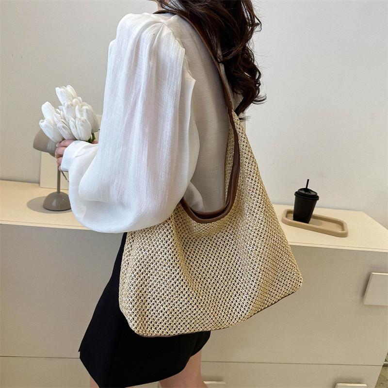 Fashionable Large Capacity Woven Handbag Tote Bag For Everyday Use In Multiple Colors