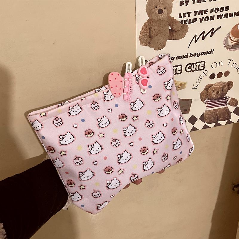 Söt Söt Sanrio Hello Kitty Sminkväska Flicka Kt Katt Sminkväska Stor Kapacitet Resa Bärbar Förvaringsväska Organizer Påse Present
