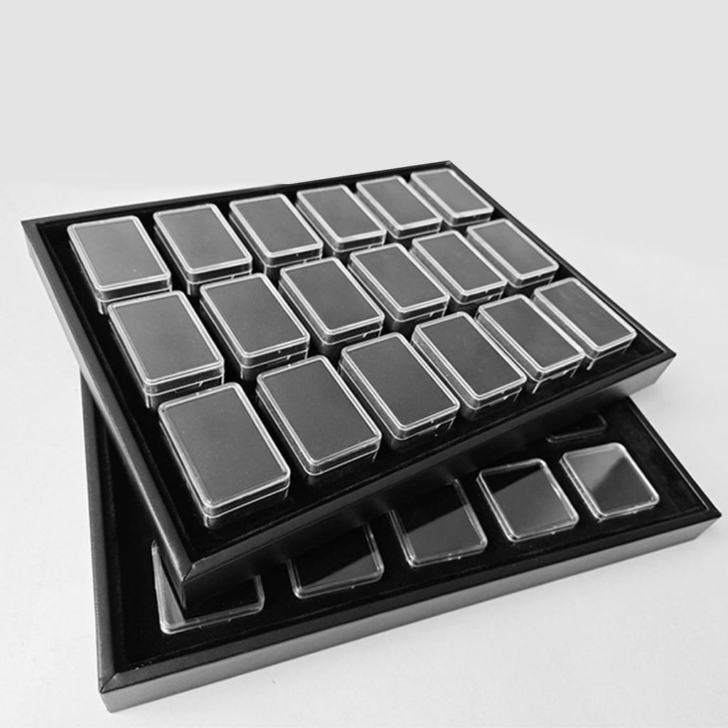 18 Gem Holder Case for Jewelry Display and Storage Square Gemstones Organizer with Foam for Collectibles and Crystals