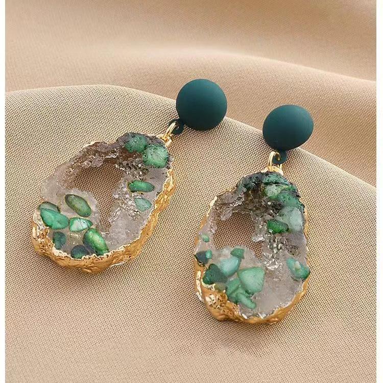 JMXD-Ретро-дворцовый стиль Преувеличенные Зеленые Смоляные Нишевые Бусины Темпераментные Женские Серьги, Серьги, Серьги