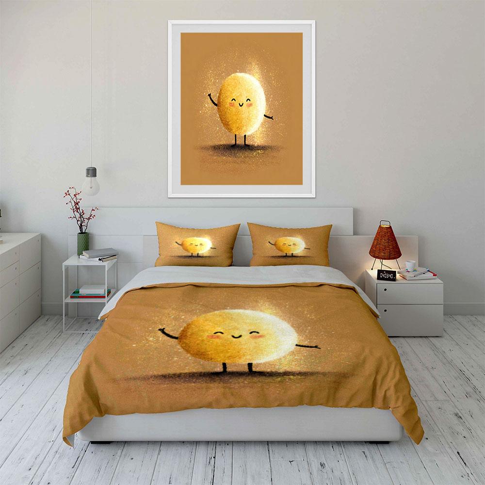 "Decorative Cute Sunlight Ornaments" Soft Skin-Friendly Bedding Set Includes 1 Duvet Cover And 2 Pillowcase, Gift