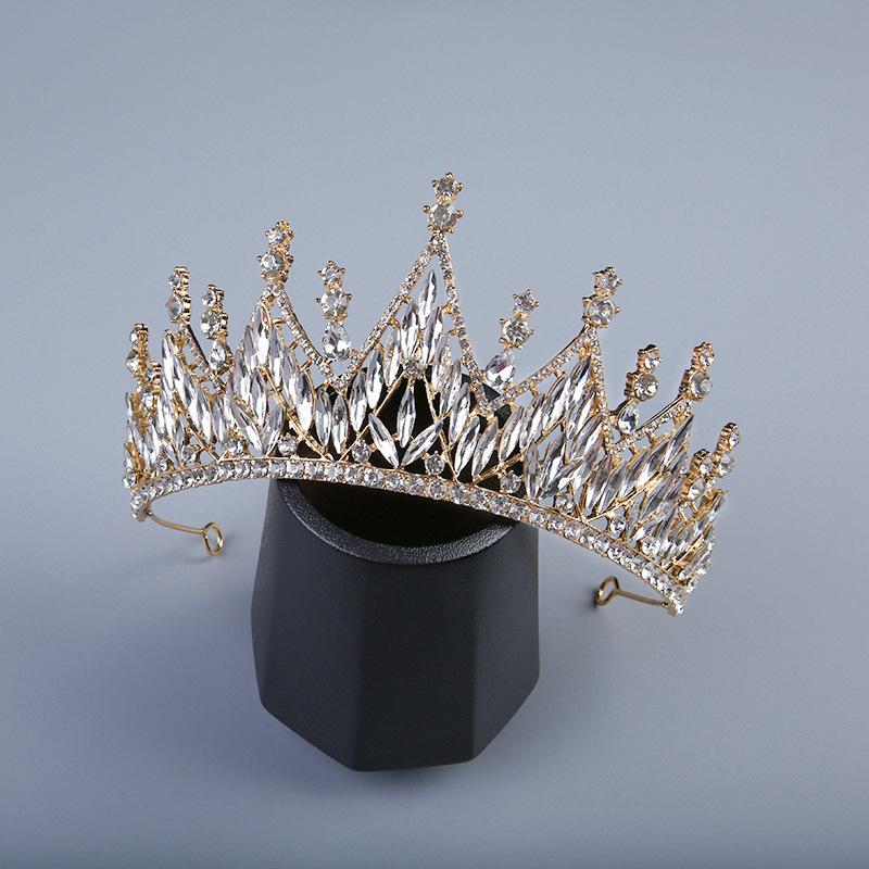 Korean Simple Silver-plated Diamond White Rhinestone Crown Independently Packaged Luxury Women's Crown Pearl Bridal Crown