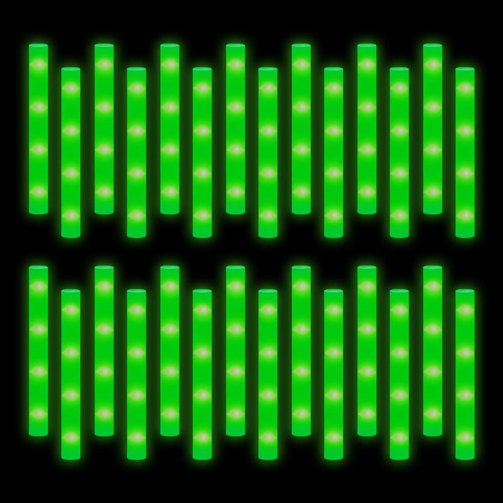 200-30 STUKS LED Schuim Glow Sticks Glow Feestbenodigdheden met 3 Modi Glow Stick voor Bruiloft voor Verjaardag Concert Halloween Kerstmis 50PCS&24H Shipment groen