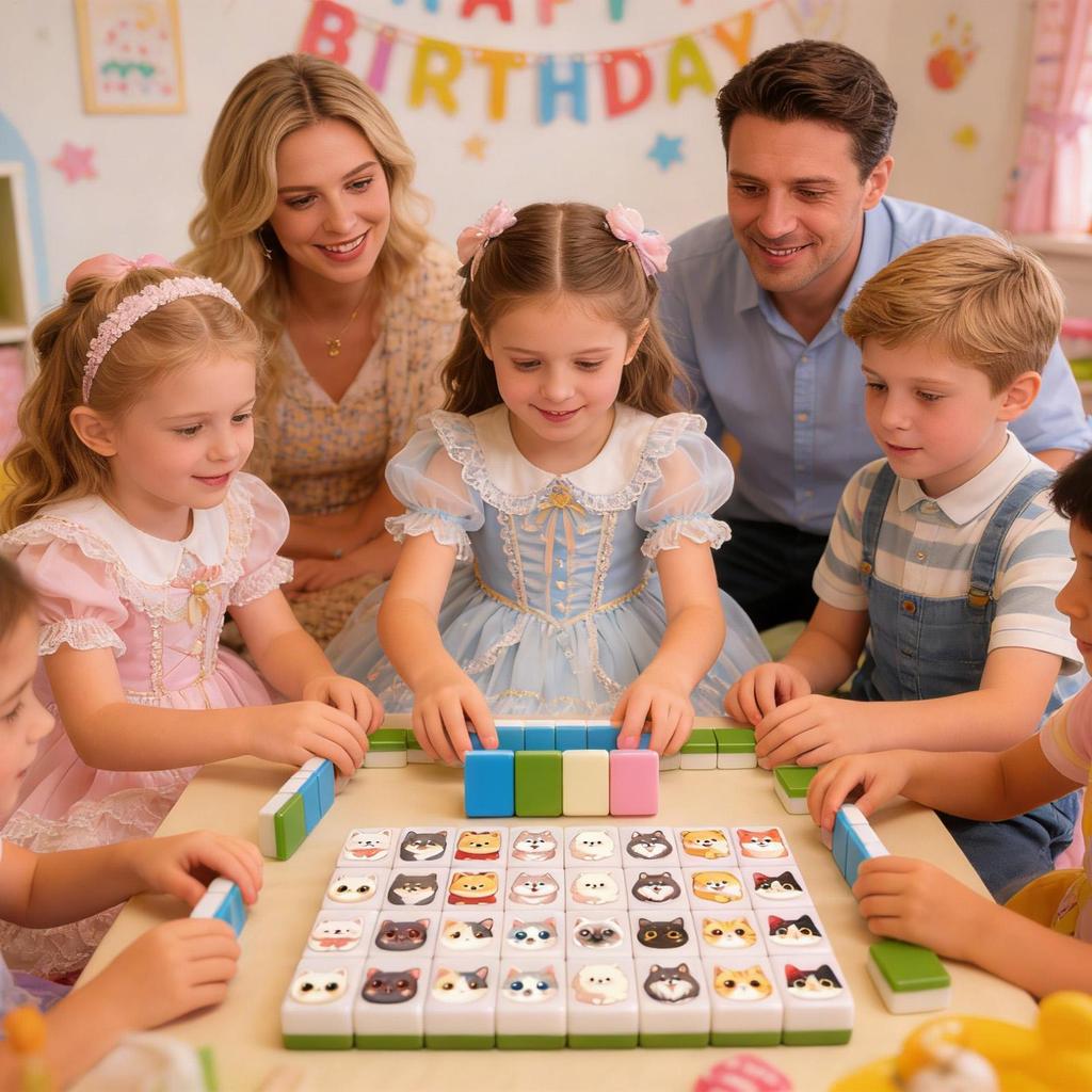Mahjong Set Interactive Mah Jongg Toy Flag Pattern Games Blocks Tiles for Men Women Girls Youth Teens Wife Husband Son Daughter