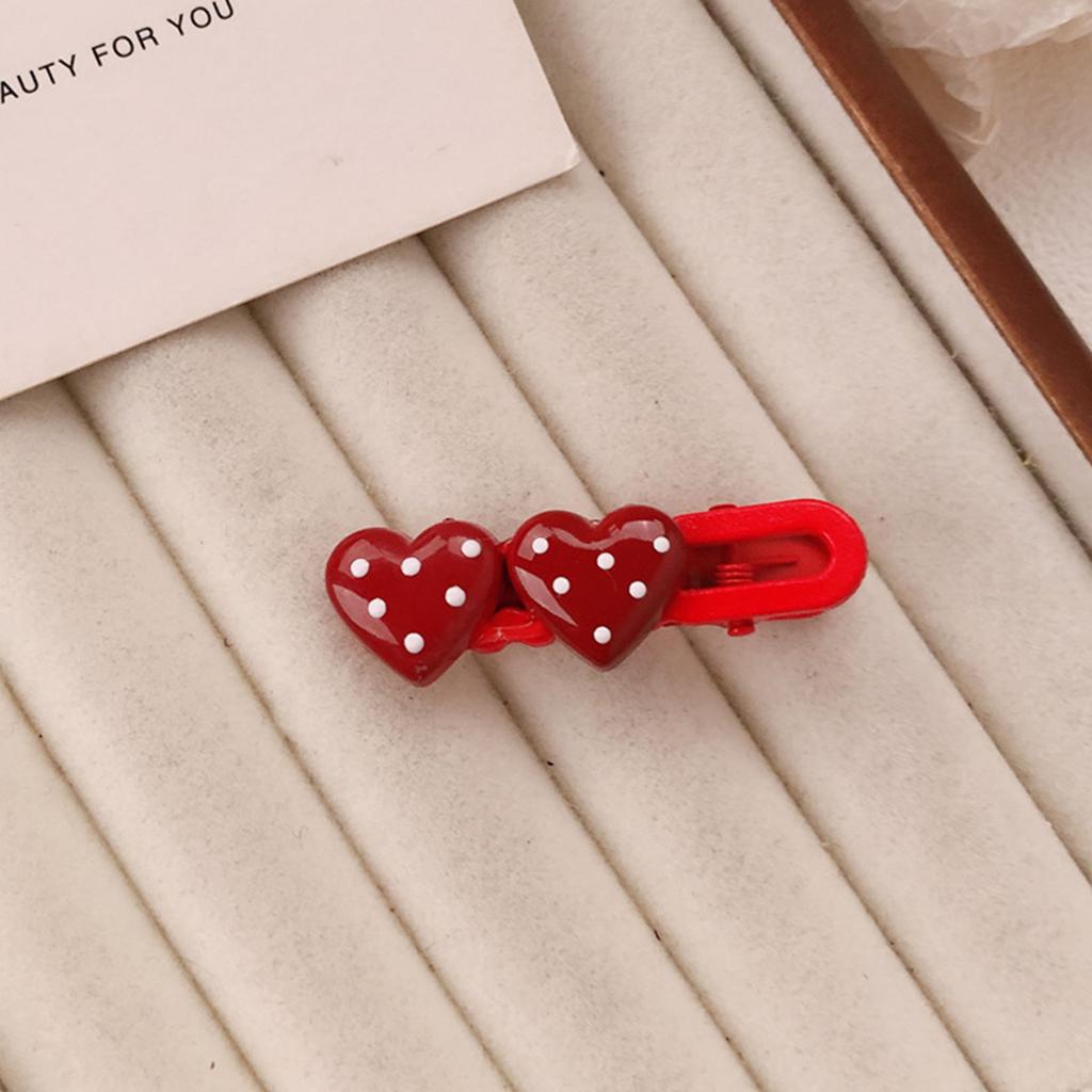 Red Heart Polka Dot Hair Clip Made Of Eco-Friendly ABS Plastic For Everyday And Holiday Use