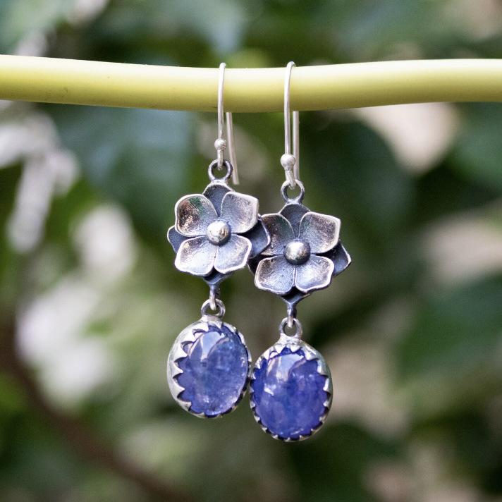 Creative Sapphire Flower Earrings: Elegant, Versatile Women's Jewelry