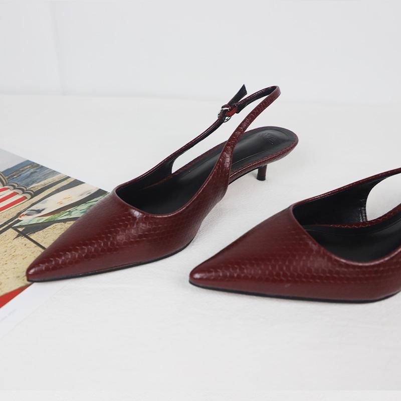 Mode 2025 Frühling High Heels Damen Kleiderschuhe Schlangenmuster Retro-Stil Spitz Mules Slingbacks Elegant Arbeit Büro Dame Pumps