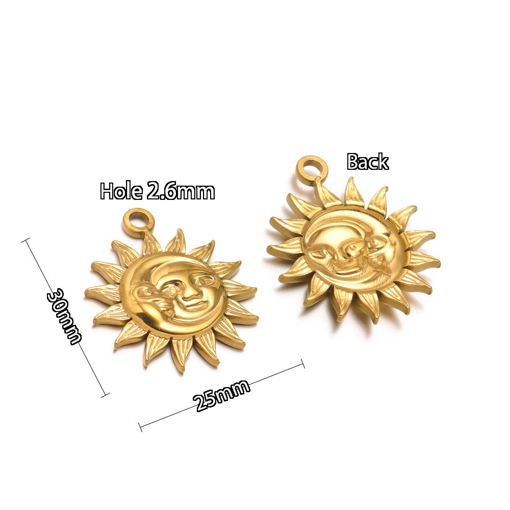 5Pcs Stainles Steel Face Sun Flower Gold Charms for DIY Hiphop Necklace Pendants Supplies Jewelry Findings Women Earrings Making