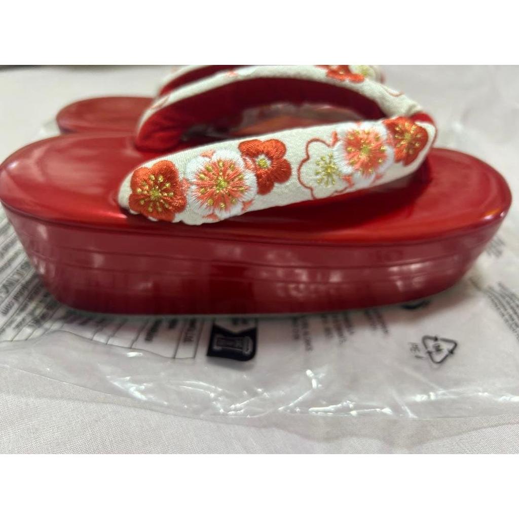 Used [SOUBIEN] Soubien Women's Sandals, Single Item, Red, White, Cherry Blossom