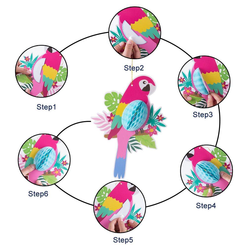 Tiki Bar Paper Summer Hanging Parrot Honeycomb Tropical Birds Party Decoration Hanging Decorations