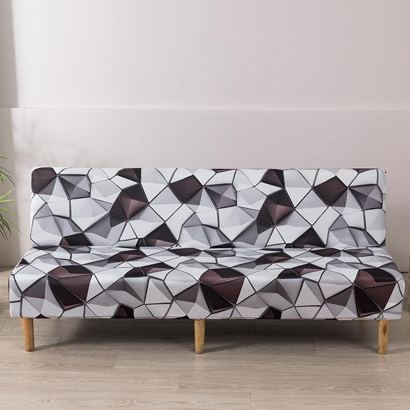 Floral Printed Armless Futon Slipcover Stretch Sofa Bed Slipcover Furniture Protector Without Armrests with Elastic Bottom 1pc