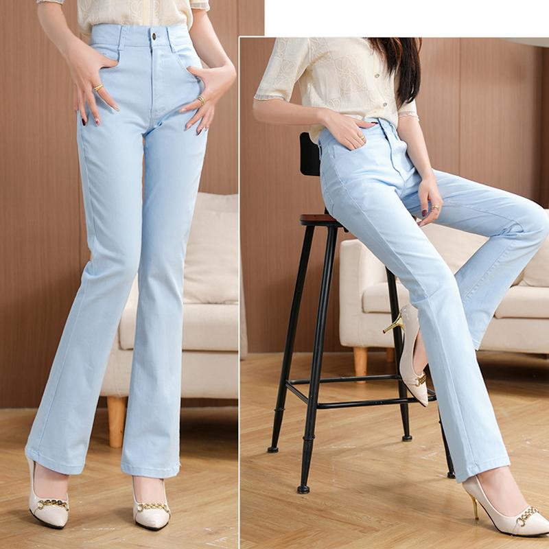 Jean bootcut stretch pour femme, Jean évasé coupe slim taille moyenne, Jeans décontractés pour femme