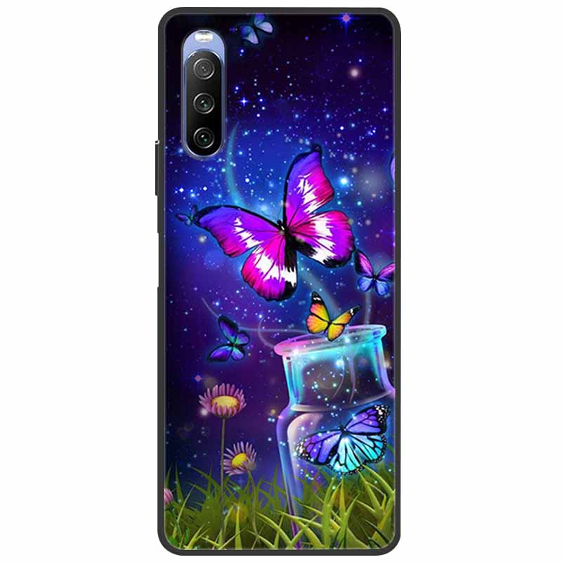 Soft Cover For Sony Xperia 10 III /5 III /1III Case Silicone Painted Marble Cat Funda Cover for Sony Xperia 1 II /10 II /5 Coque
