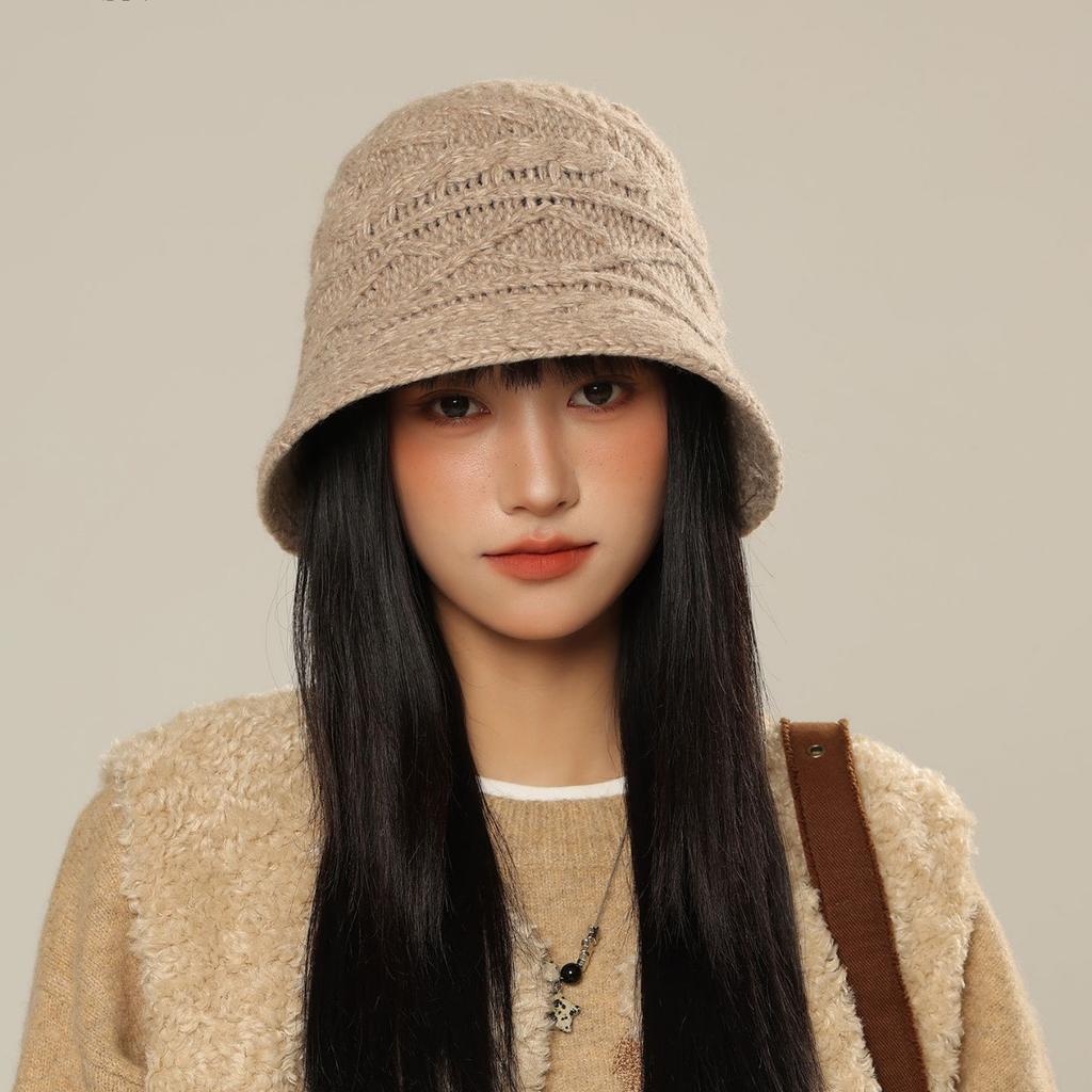 Women's Bucket Hat Knitted Fisherman Cap Autumn Winter Hats For Women Solid Color Casual Foldable Bob New