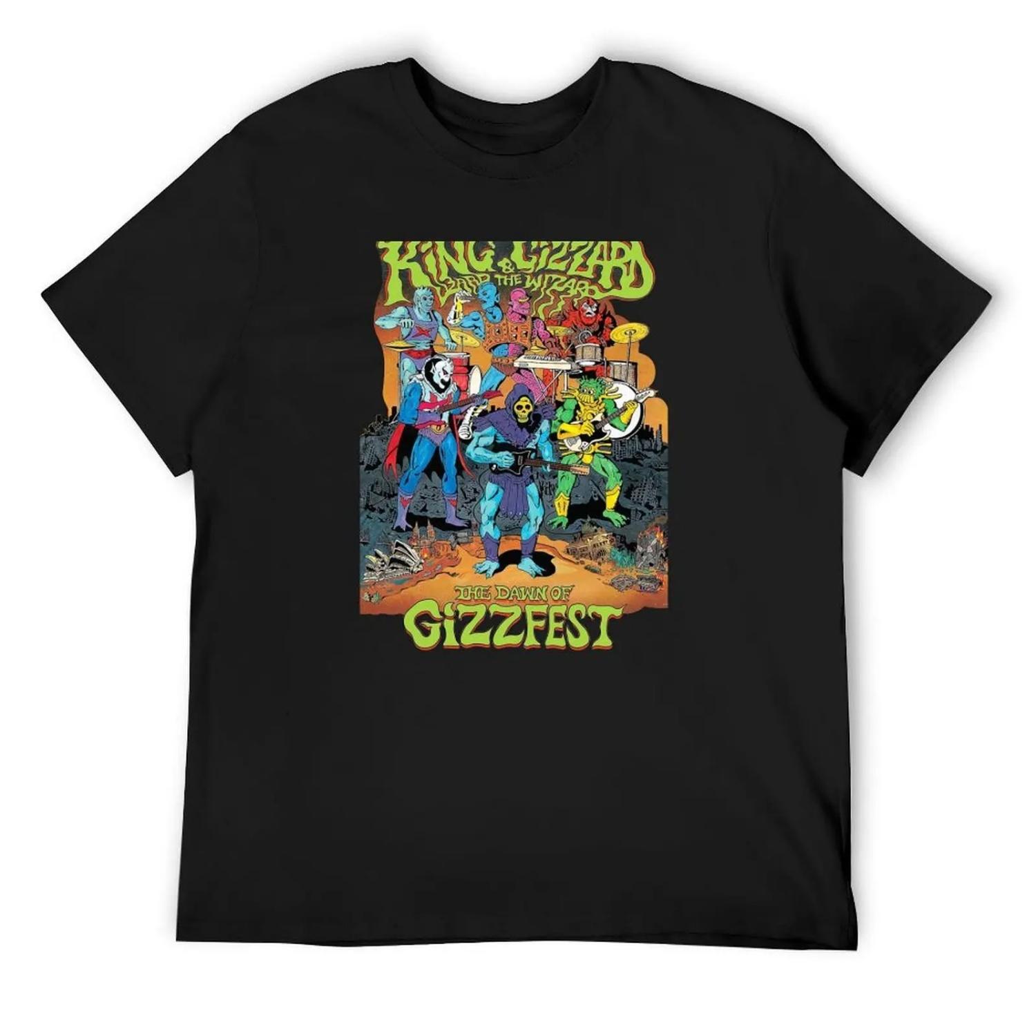 

Футболка King Gizzard and Lizard Wizard с принтом животного для мальчиков эстетичная одежда футболка с коротким рукавом мужская S чёрный