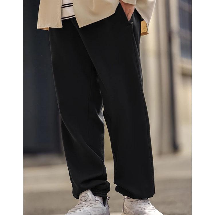 Li Ning Lifestyle Series Letter Mid Waist Fleece Cuffed Knitted Sports Pants Men bottoms Black AKLTB11-1
