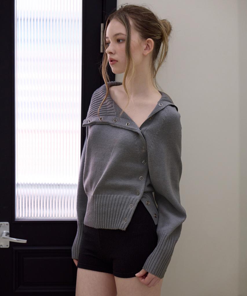 Rosefranz Fold Off Shoulder Knit [Gray]