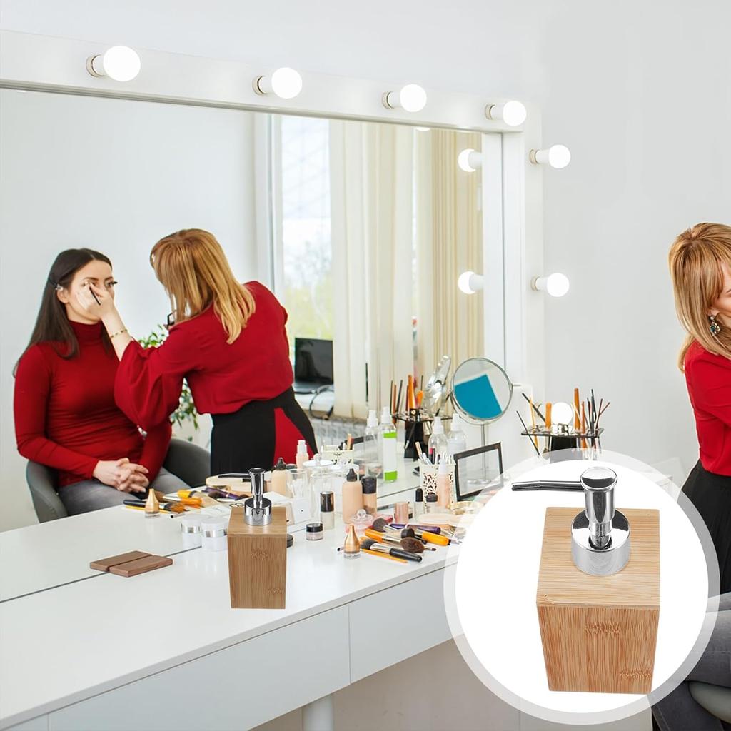 IMIKEYA Hand Bottle Bamboo Soap Dispenser for Kitchen and Bathroom Wooden Pump Bottle, 16.5X7X7CM, YP21B9F22ZO11GQ14X