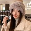 Chapeau en peluche pour femmes automne et hiver nouveau chapeau en fourrure de lapin chaud grand tour de tête montrant petit visage chapeau cloche duveteux