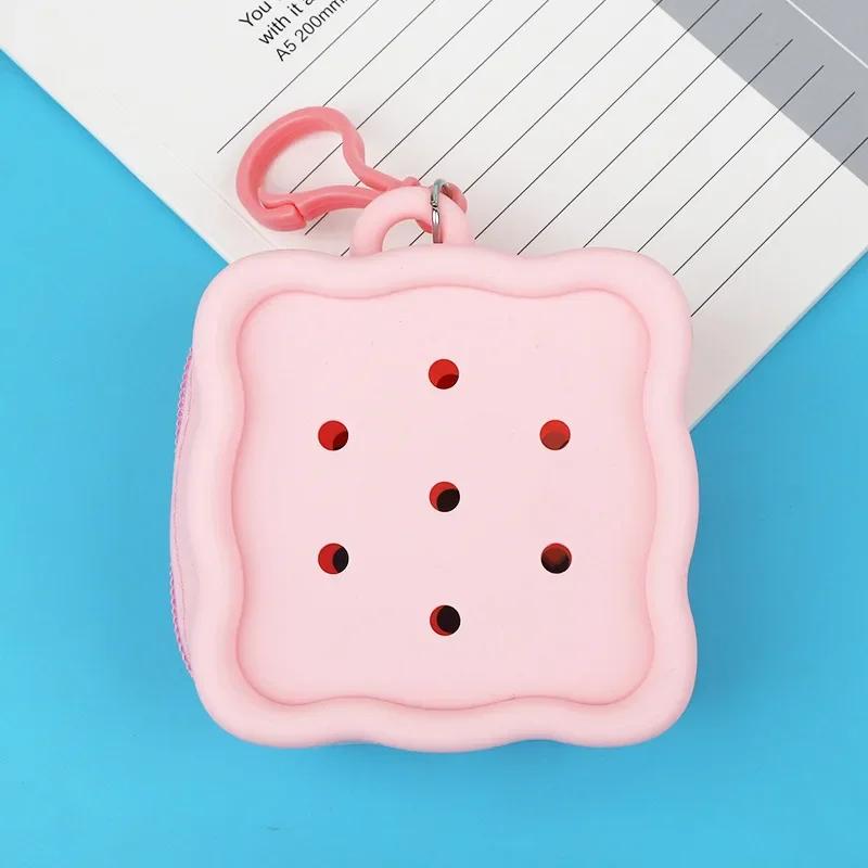 Soft Holes Coin Purse Mini Silicone Card Holder Zipper Storage Bag Women Girls Cute DIY Wallet