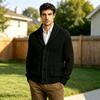 Cardigan a coste da uomo con scialle, monopetto, maglione spesso a maniche lunghe